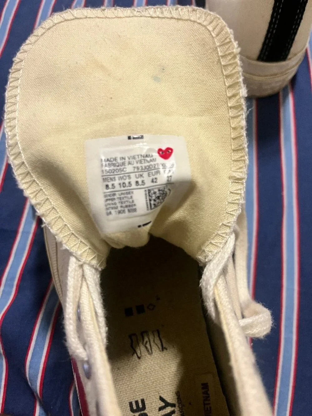 Comme des Garcons x Converse Big Heart High Top Chuck - Size 8 1/2 - Picture 5 of 7